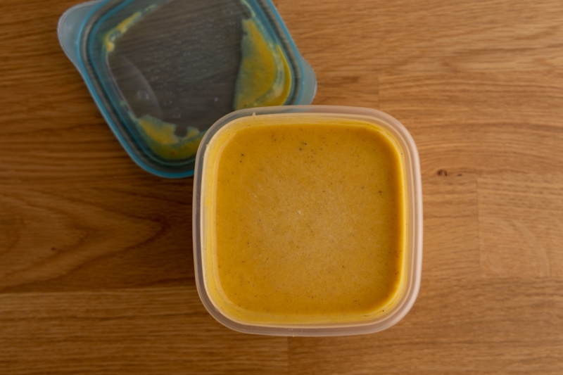 Defrosted pumpkin pie filling