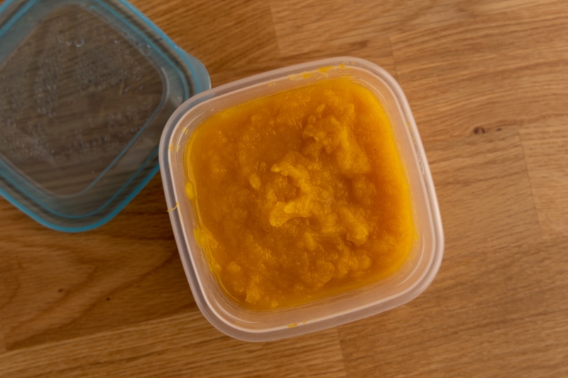 Defrosted pumpkin puree