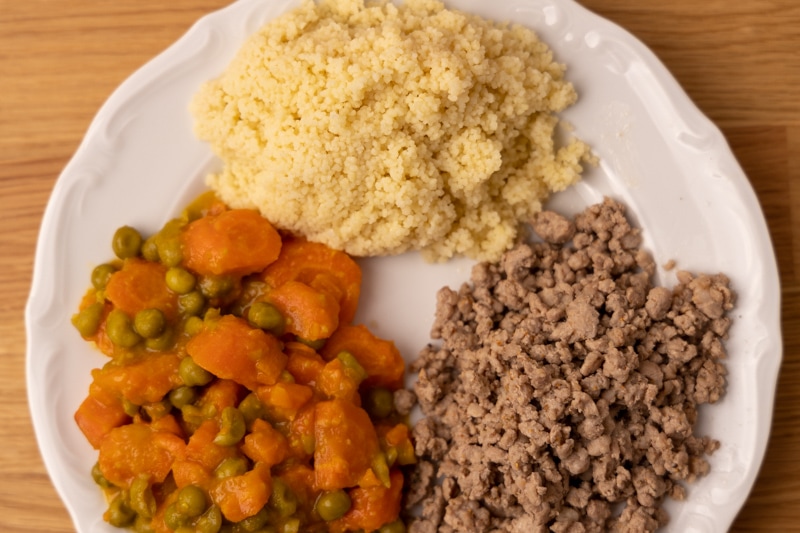 Dinner with couscous and pork