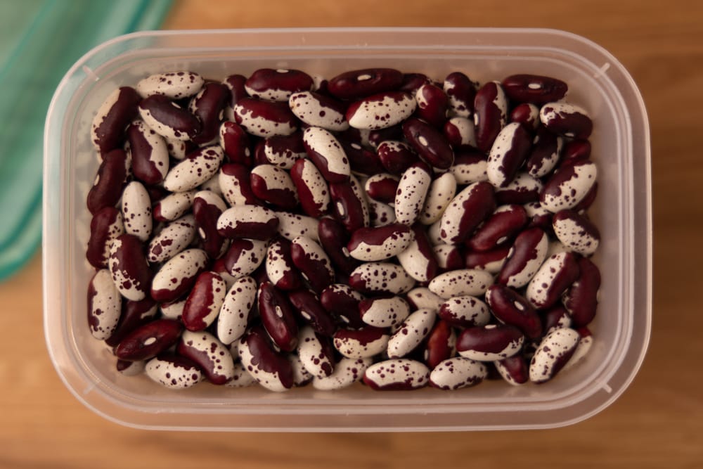 Dried beans in an airtight container