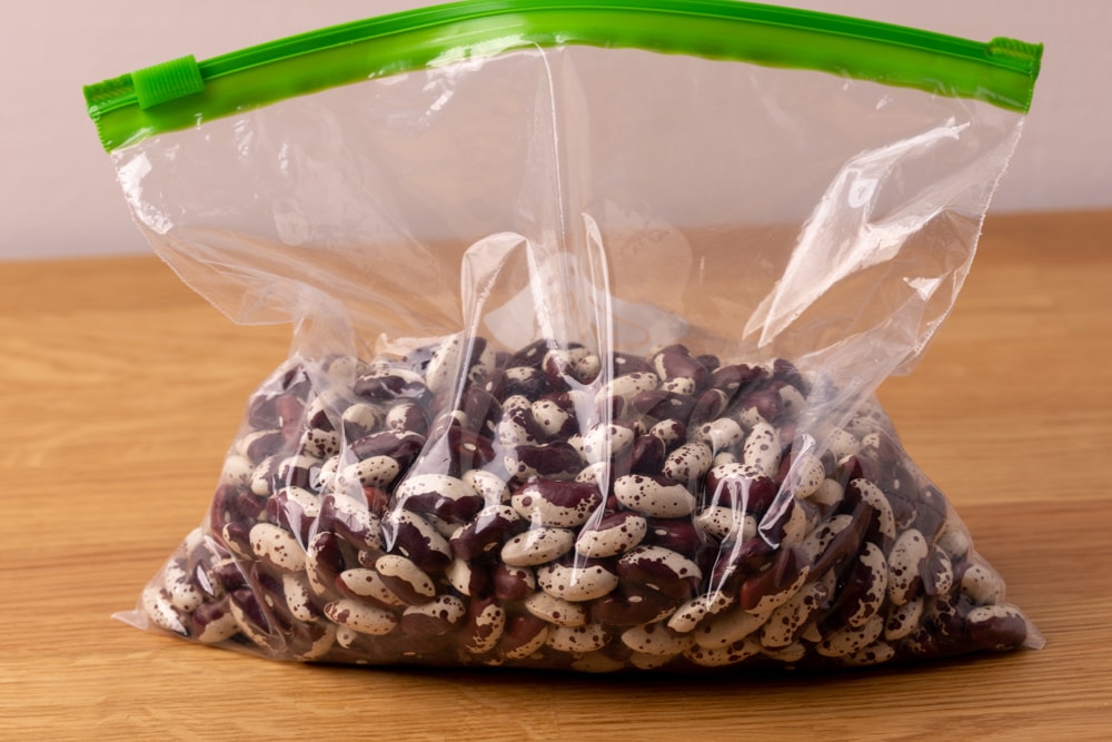 Dried beans in a freezer bag