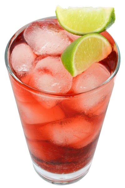 Cocktail with cranberry juice and lime