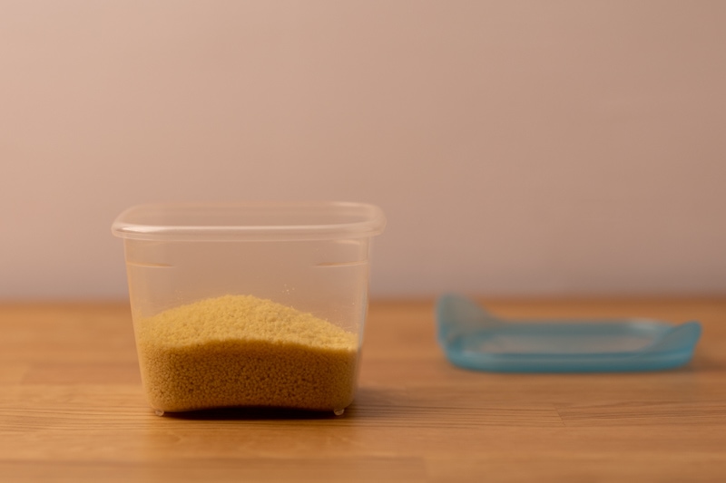 Dry couscous in an airtight container