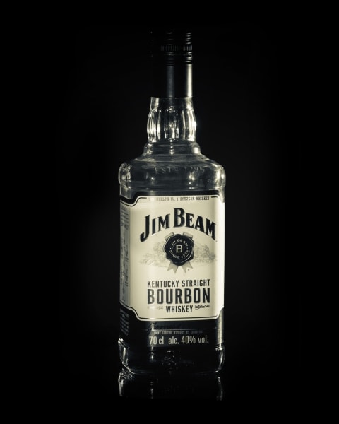Empty bottle of Jim Beam bourbon