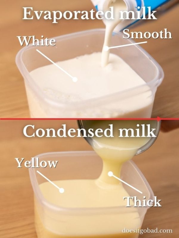 Evaporated vs condensed milk: visual differences