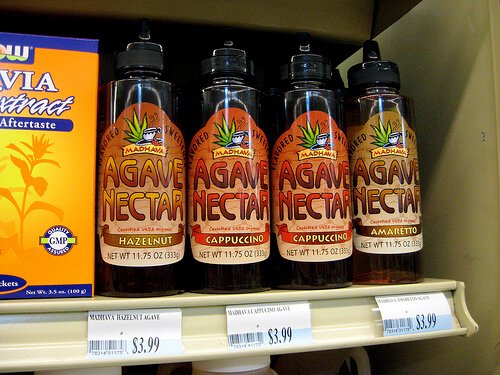 Bottles of agave nectar