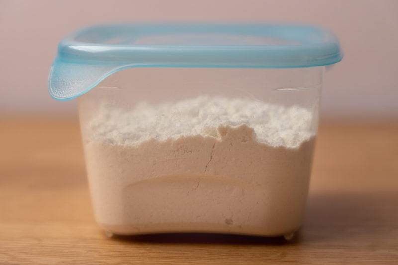 Flour in an airtight container