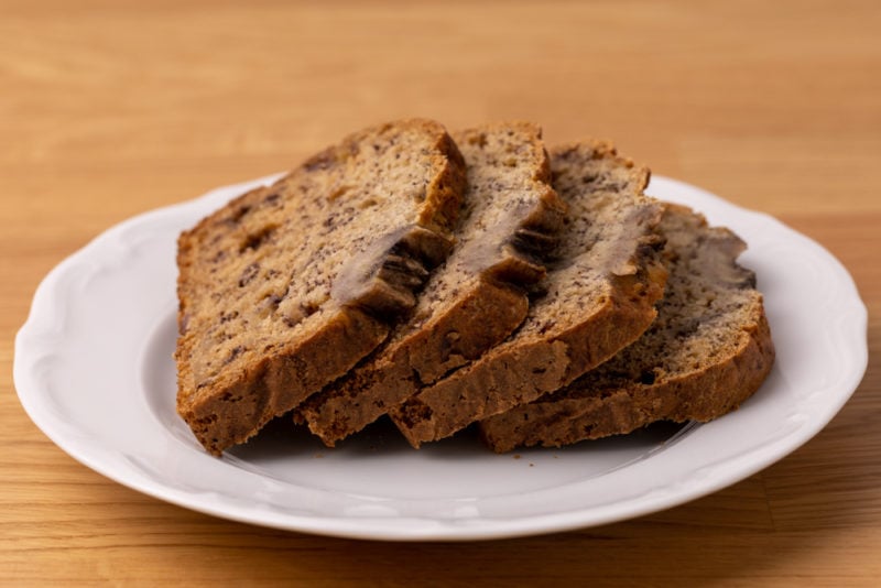 Four slices of banana bread