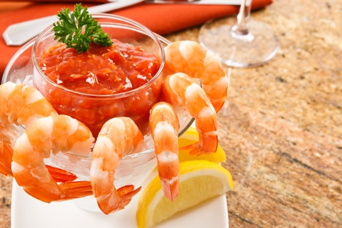 Fresh shrimp and cocktail sauce