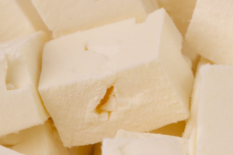 Frozen feta closeup