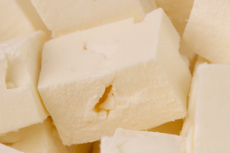 Frozen feta closeup