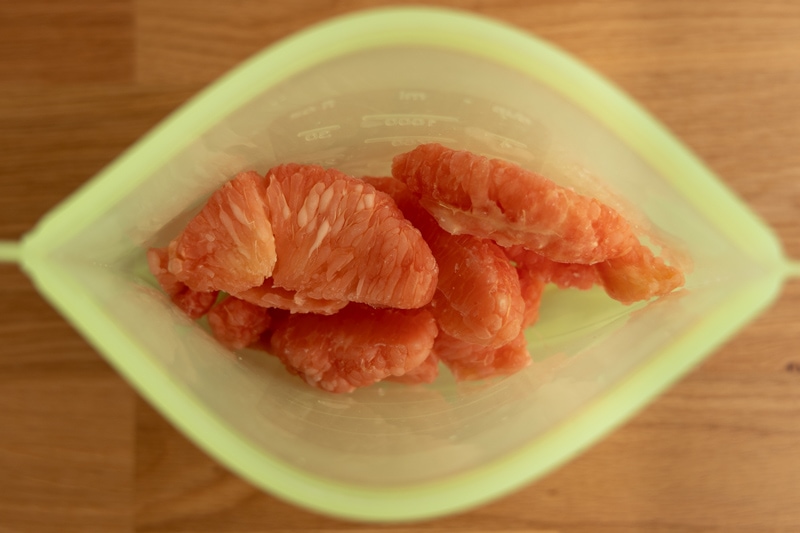 Frozen grapefruit pieces