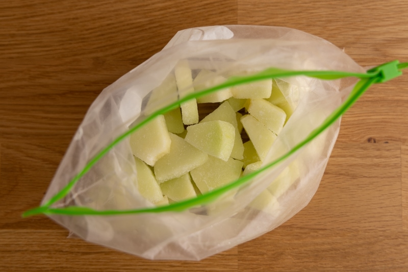 Frozen honeydew chunks