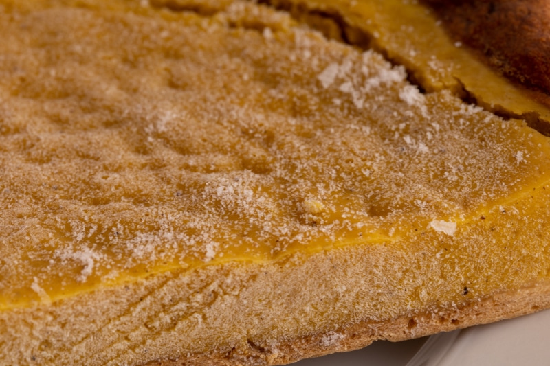 Frozen pumpkin pie closeup