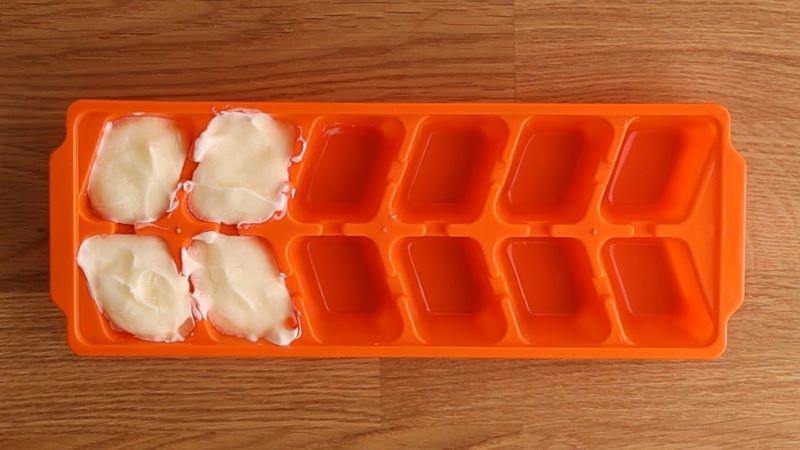 Frozen sour cream in cubes