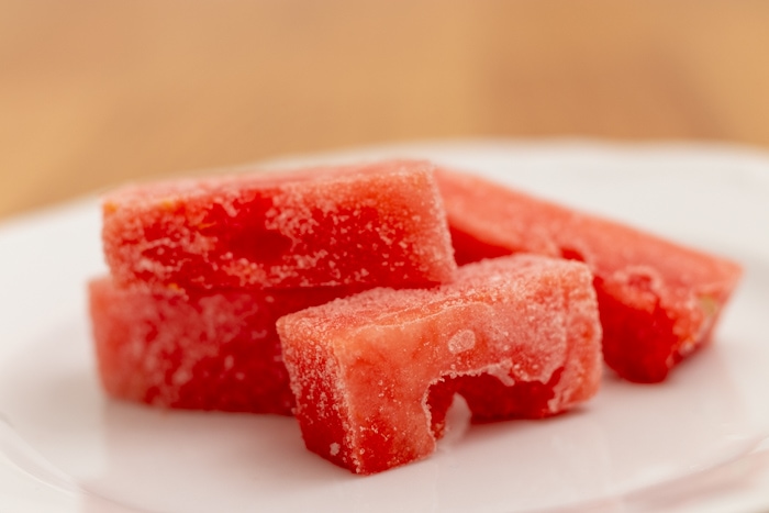 Frozen watermelon chunks