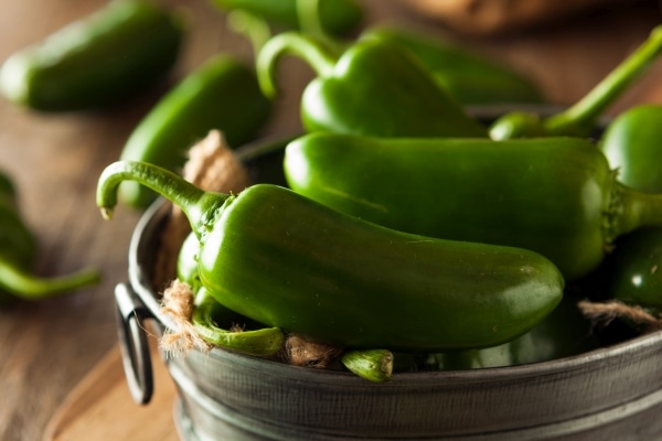 Green Jalapeno Peppers in a Bowl