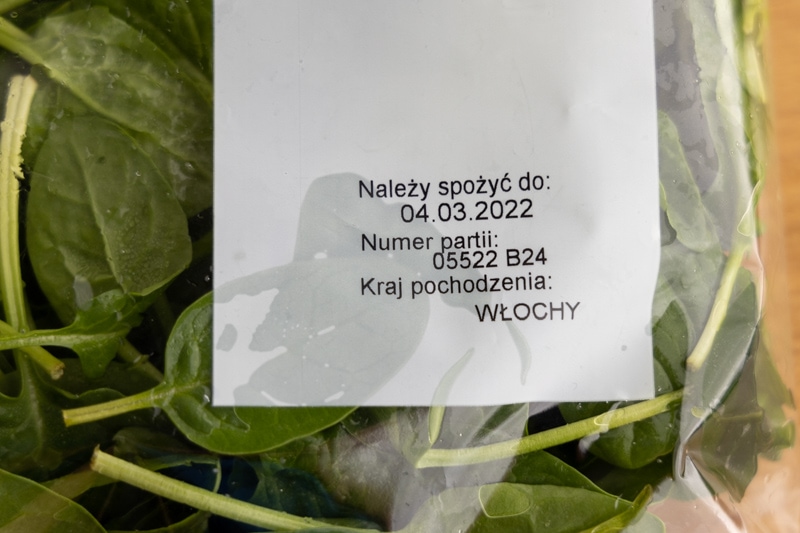 How long does spinach last: date printed on label
