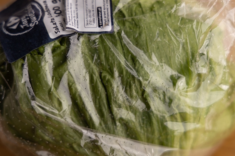 Iceberg lettuce in a bag