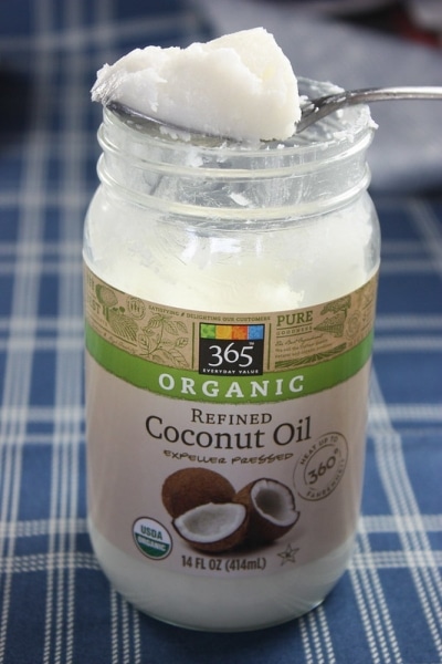 Jar of refined coconut oil