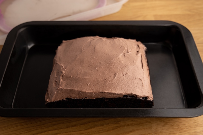 Just frosted brownie: storage prep