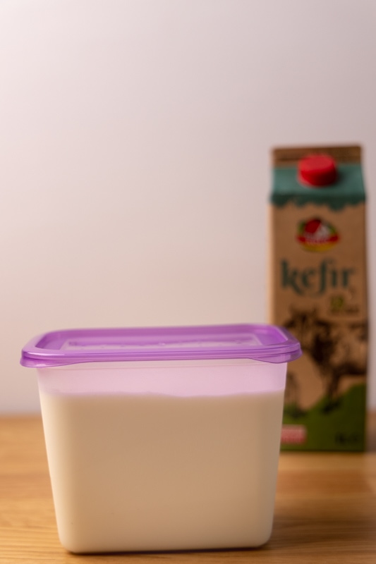 Kefir leftovers ready for storage