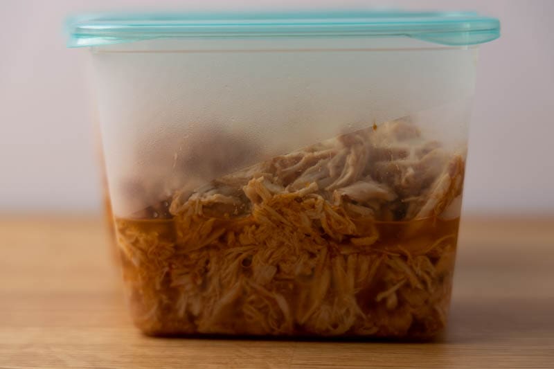 Leftover barbecue chicken ready for storage