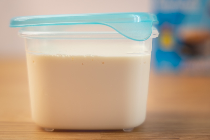 Leftover evaporated milk ready for storage