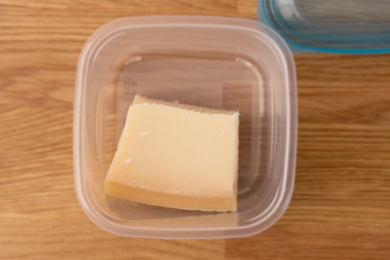 Leftover parmesan in a container