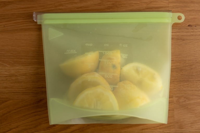 Lemon quarters halves in the freezer
