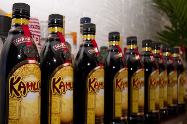 Line of Kahlua bottles