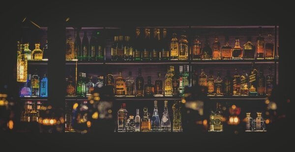 Liquor bottles in a bar