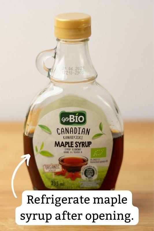 Maple syrup: refrigerate after opening