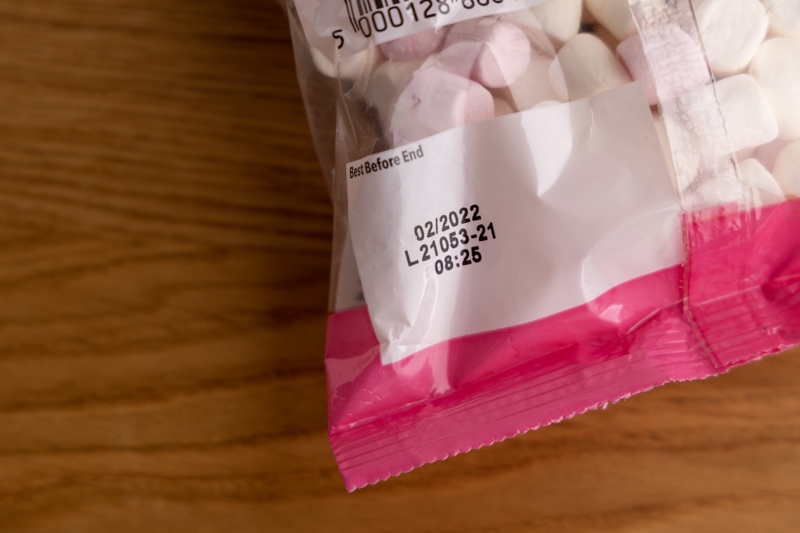 Marshmallows date on label