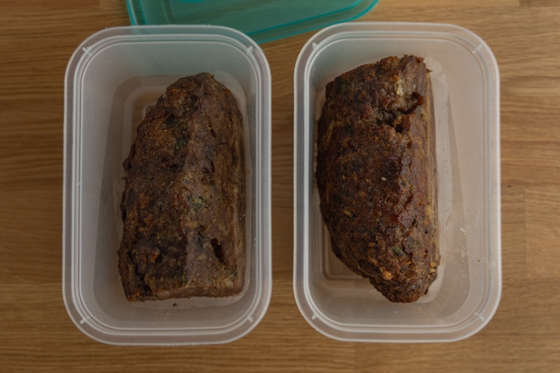 Meatloaf leftovers in containers