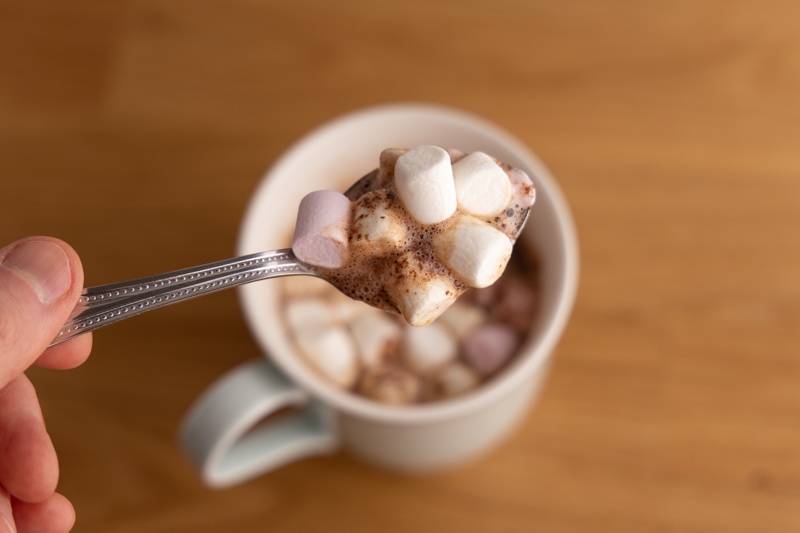 Melted marshmallows in hot chocolate