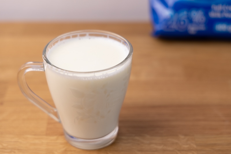 Milk made from powdered milk