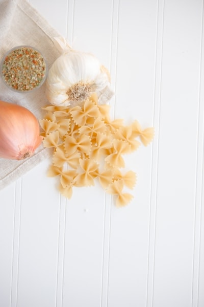 Onions, garlic, and pasta