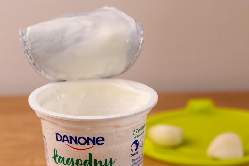 Opened yogurt container