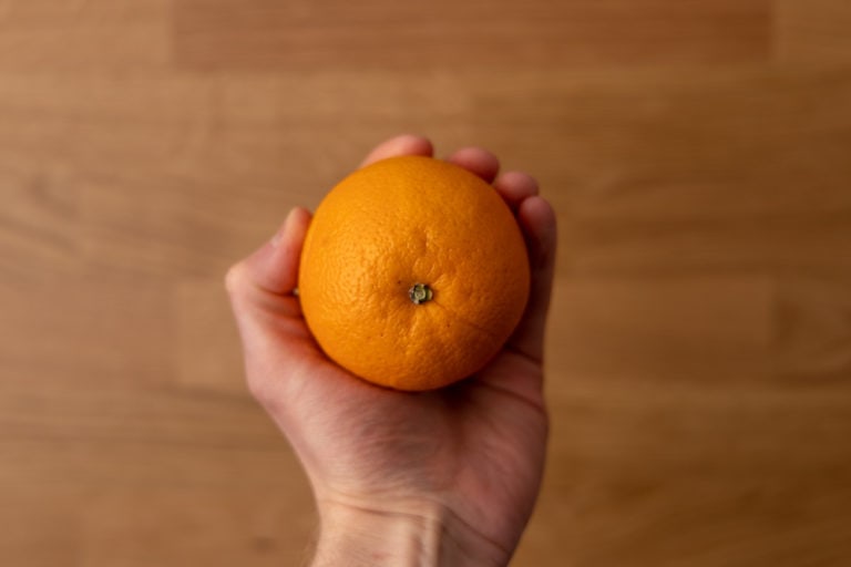 Orange in hand