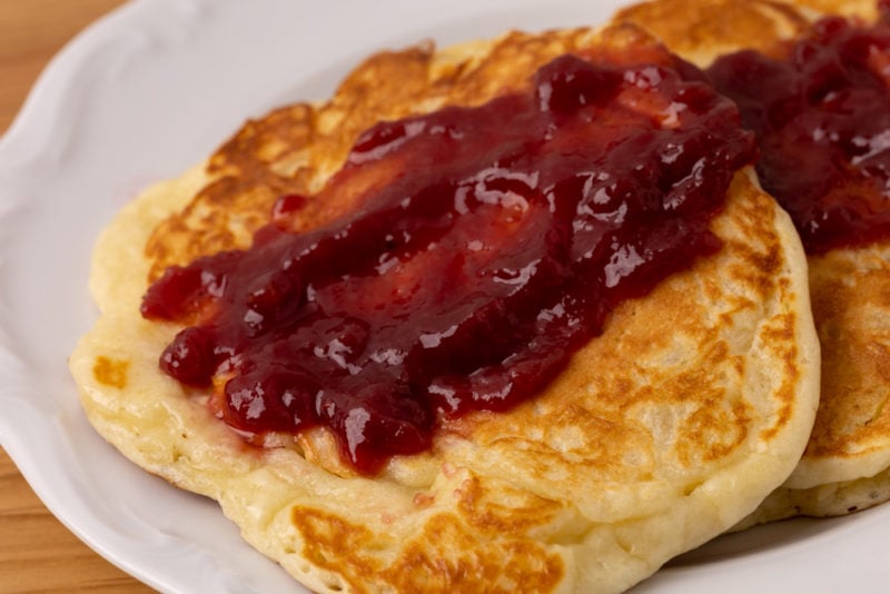 Pancakes and raspberry jam