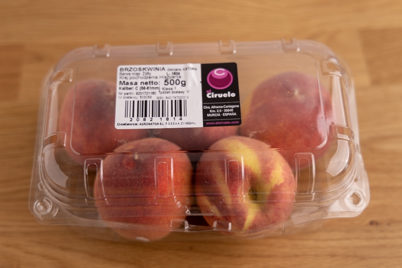 Peaches in a clamshell container