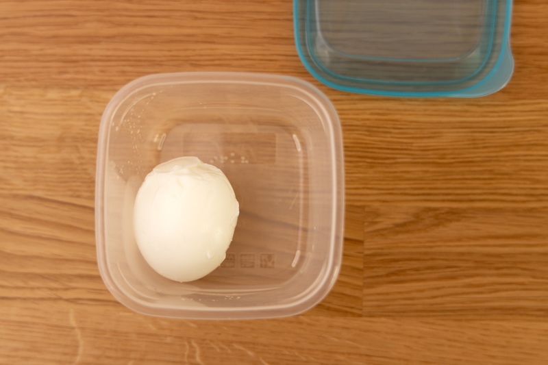 Peeled hard boiled egg