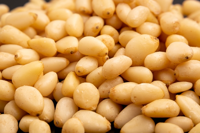 Pine nuts side closeup