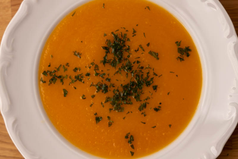 Plate of creamy carrot soup