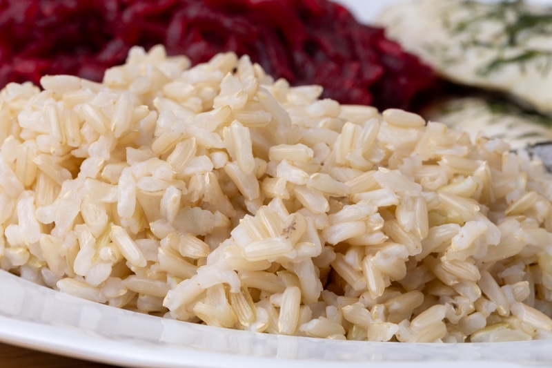 Plate with brown rice