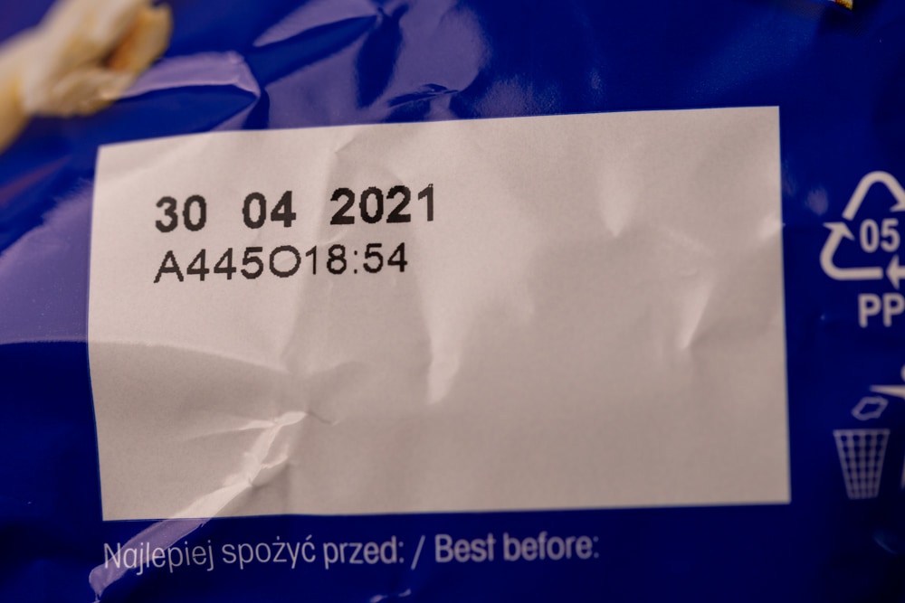 Popcorn package date on label