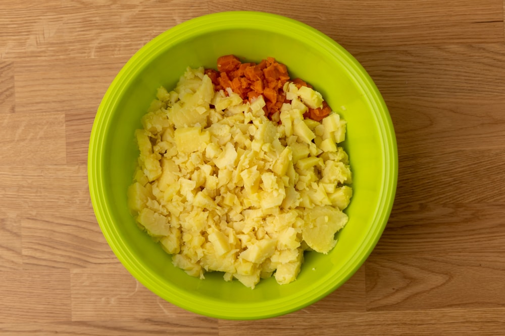 Potatoes and carrots cubed