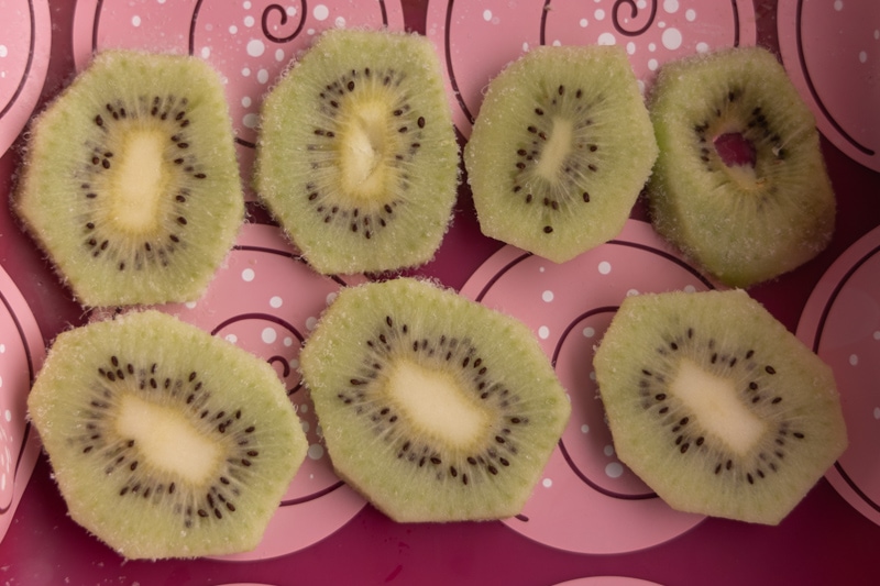 Pre-frozen kiwi slices