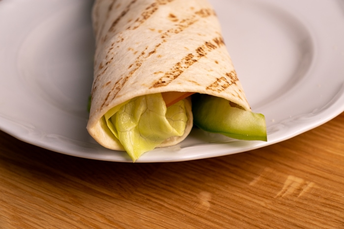 Tortilla roll-up ready for eating